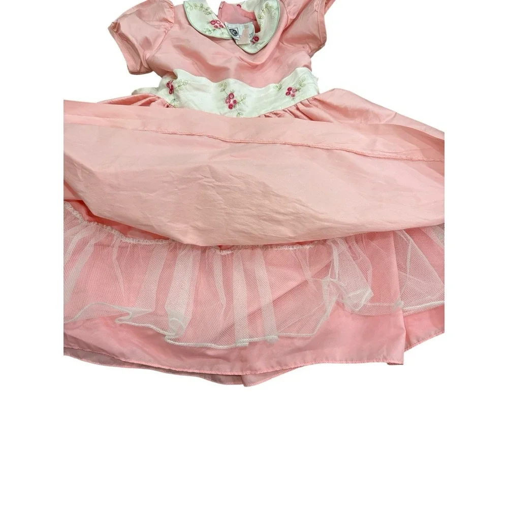 Vtg‎ Susanne Lively Girls Pink Silk Party Dress Embroidered Sz 6 Wedding Easter